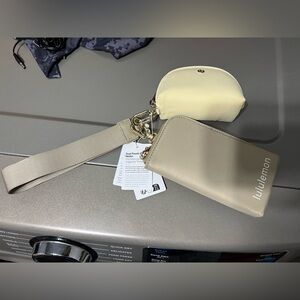 Lululemon dual pouch Wristlet Wallet with Gold Accents